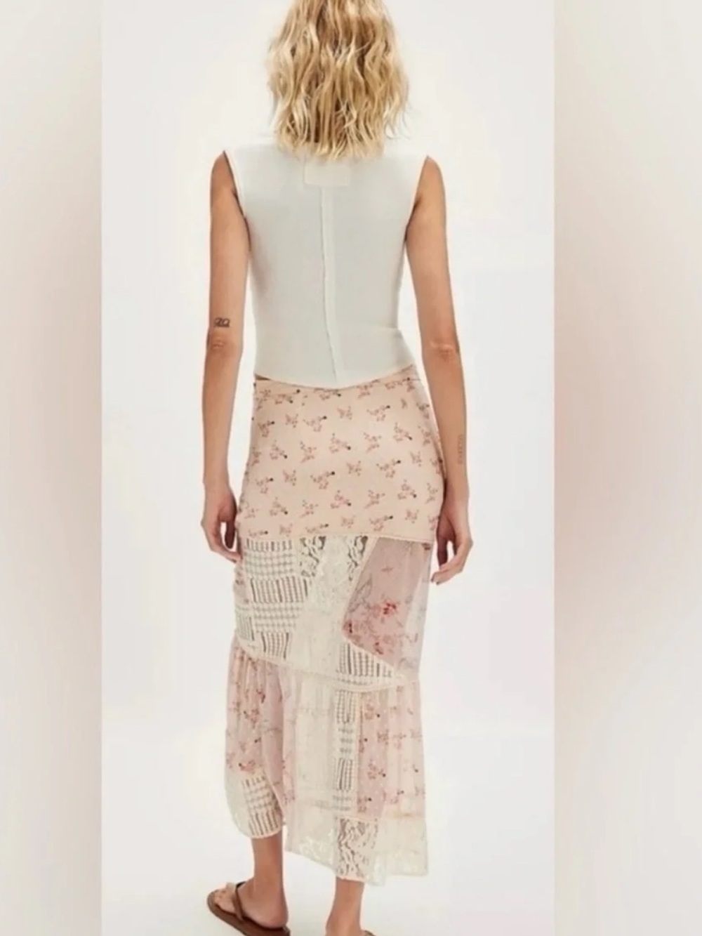NWOT Free People Daniella Lace Maxi Skirt Floral White SMALL - Picture 3 of 6